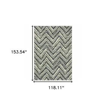 10' X 13' Blue And Ivory Geometric Area Rug