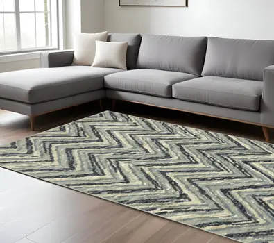 10' X 13' Blue And Ivory Geometric Area Rug