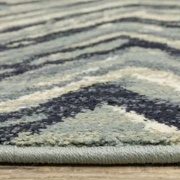 10' X 13' Blue And Ivory Geometric Area Rug