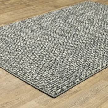 10' X 13' Blue And Ivory Geometric Distressed Area Rug
