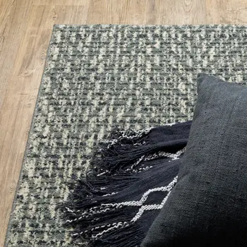10' X 13' Blue And Ivory Geometric Distressed Area Rug