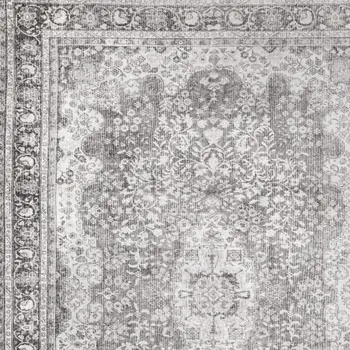 5' X 8' Grey Oriental Power Loom Stain Resistant Area Rug