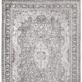 5' X 8' Grey Oriental Power Loom Stain Resistant Area Rug