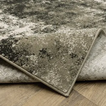 7' X 9' Charcoal And Beige Abstract Area Rug