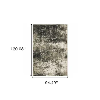 8' X 10' Charcoal And Beige Abstract Area Rug