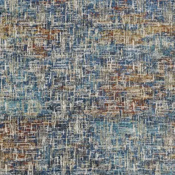 5' X 7' Blue Teal Gold Rust And Beige Abstract Power Loom Stain Resistant Area Rug