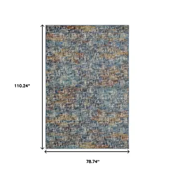7' X 9' Blue And Beige Abstract Area Rug