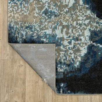 2' X 8' Blue Grey Charcoal And Beige Abstract Power Loom Stain Resistant Runner Rug
