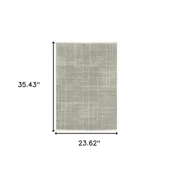 2' X 3' Grey And Ivory Geometric Shag Power Loom Stain Resistant Area Rug