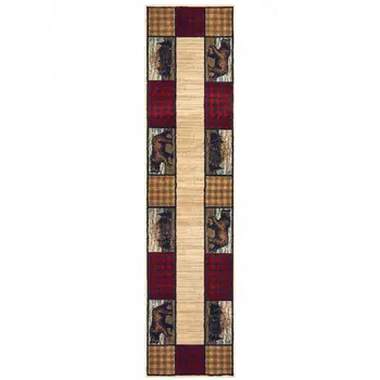 2' X 8' Ivory Southwestern Power Loom Stain Resistant Runner Rug