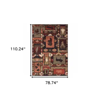 7' X 9' Green And Ivory Southwestern Area Rug