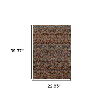 2' X 3' Blue And Ivory Ombre Area Rug