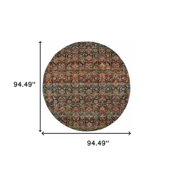 8' Blue and Ivory Round Abstract Power Loom Area Rug