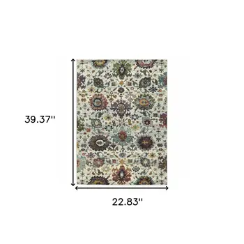 2' X 3' Stone Purple And Green Oriental Area Rug