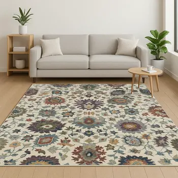 7' X 10' Purple and Gray Oriental Power Loom Area Rug