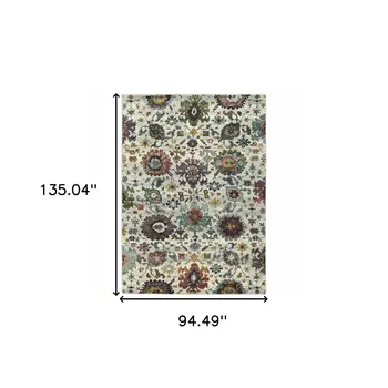 8' X 11' Purple and Gray Oriental Power Loom Area Rug