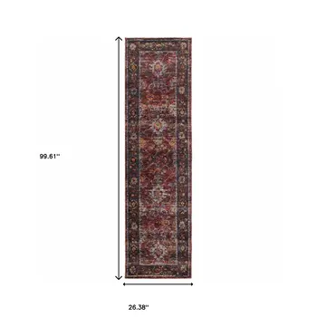 8' Red And Purple Oriental Runner Rug