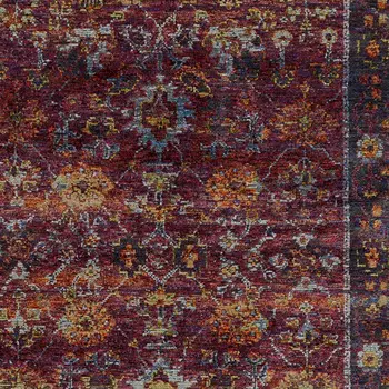 5' X 7' Red Purple Oriental Power Loom Area Rug