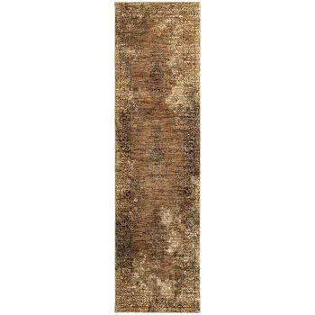 8' Brown Oriental Runner Rug