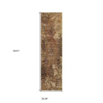 8' Brown Oriental Runner Rug