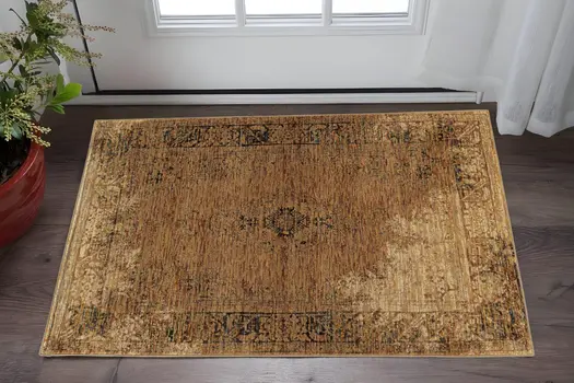 3' X 5' Brown Oriental Power Loom Area Rug