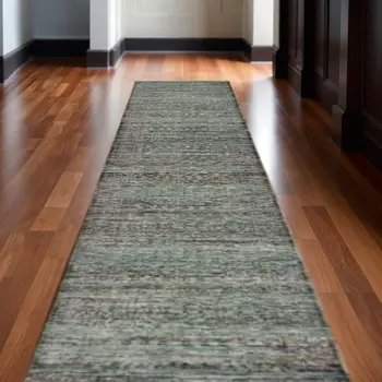 12' Blue And Purple Oriental Runner Rug