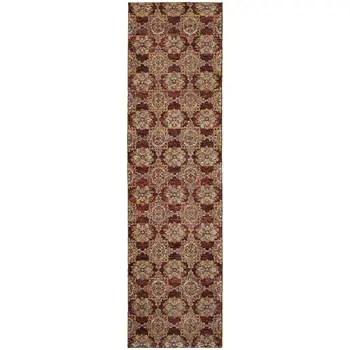 8' Red And Gold Oriental Runner Rug
