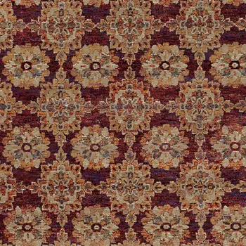 5' X 7' Red and Gold Oriental Power Loom Area Rug