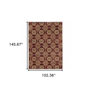 9' X 12' Red and Gold Oriental Power Loom Area Rug