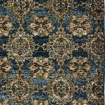 12' Blue And Gold Oriental Runner Rug