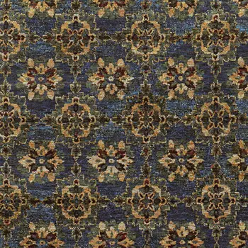 3' X 5' Blue And Gold Oriental Area Rug