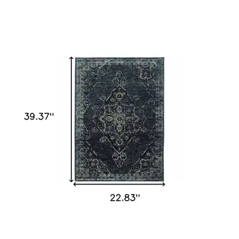 2' X 3' Midnight And Light Blue Oriental Area Rug