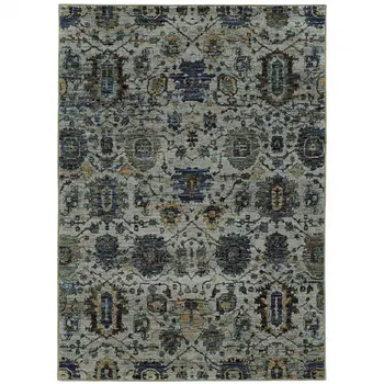 3' X 5' Blue Green Oriental Power Loom Area Rug