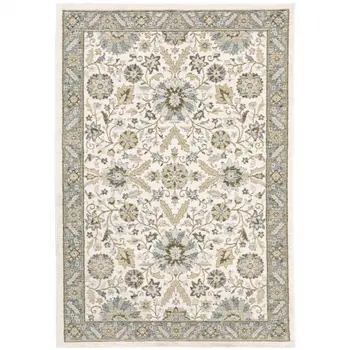 10' X 13' Gray and Ivory Oriental Power Loom Area Rug