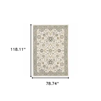7' X 10' Gray and Ivory Oriental Power Loom Area Rug