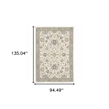 8' X 11' Gray and Ivory Oriental Power Loom Area Rug