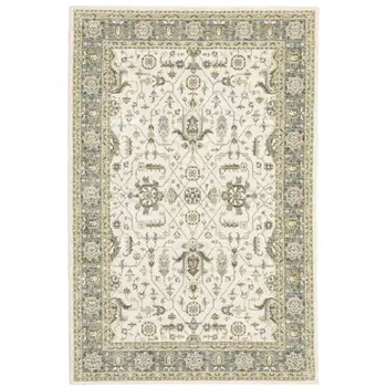 2' X 3' Ivory And Blue Oriental Area Rug