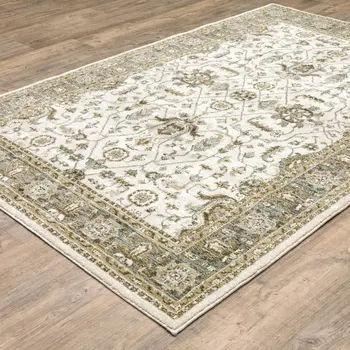 2' X 3' Ivory And Blue Oriental Area Rug