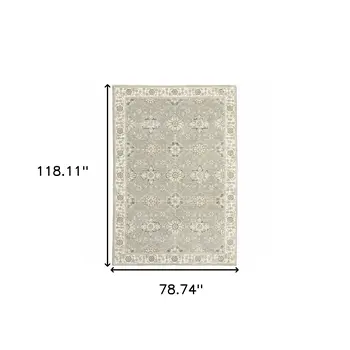 7' X 10' Gray and Ivory Oriental Power Loom Area Rug