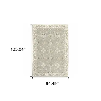 8' X 11' Gray and Ivory Oriental Power Loom Area Rug