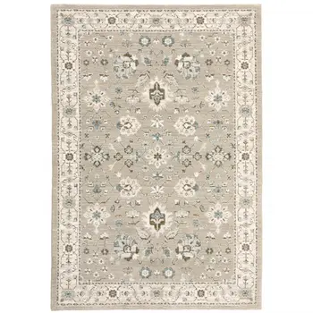 3' X 5' Beige And Ivory Oriental Area Rug