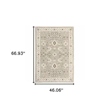 3' X 5' Beige And Ivory Oriental Area Rug