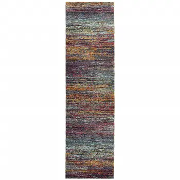 8' Blue And Gray Abstract Runner Rug
