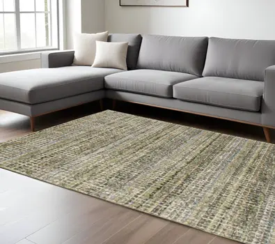 10' X 13' Gray and Ivory Abstract Power Loom Area Rug