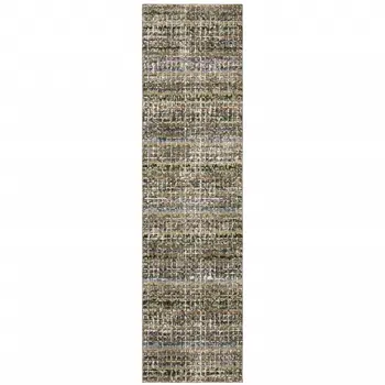 8' Gray And Ivory Abstract Runner Rug