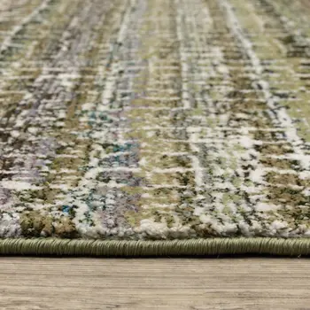 12' Green And Ivory Abstract Runner Rug