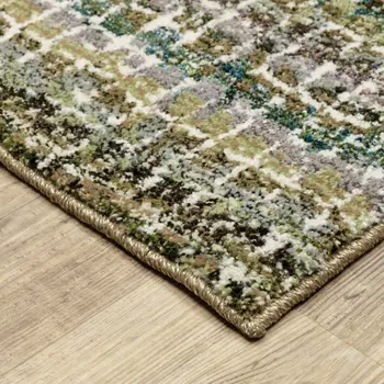 8' X 11' Gray and Ivory Abstract Power Loom Area Rug
