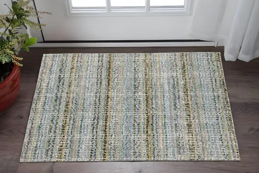 2' X 3' Blue And Green Abstract Area Rug