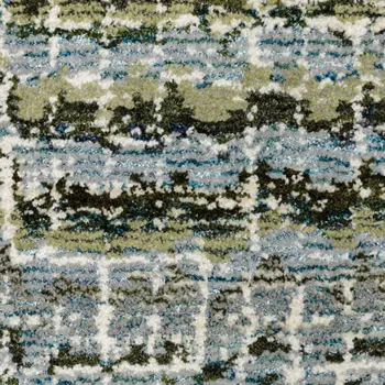 12' Blue Green And Teal Abstract Runner Rug
