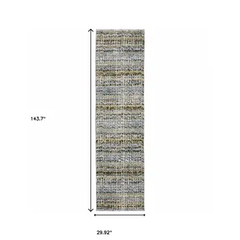 12' Blue Green And Teal Abstract Runner Rug